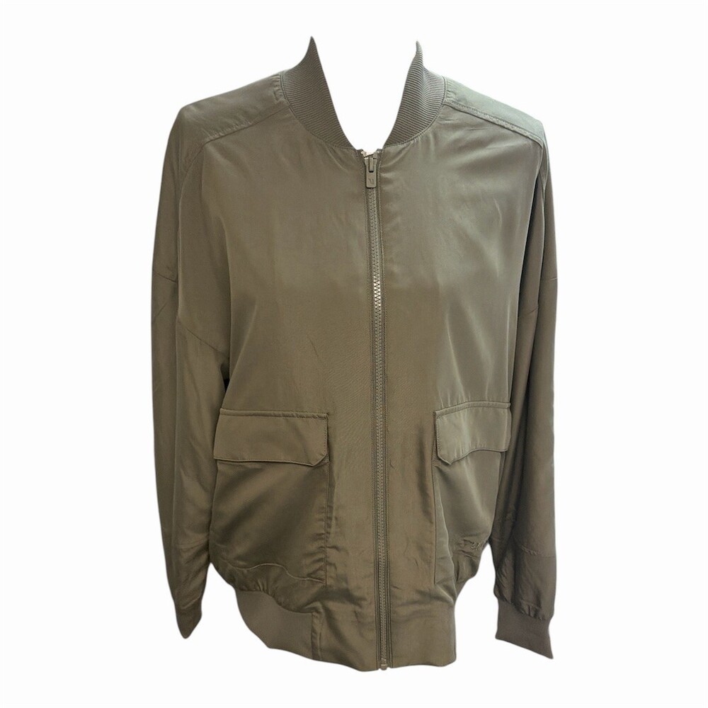 Vuori Bomber Jacket Womens Size M Green Full Zip Lightweight Utility